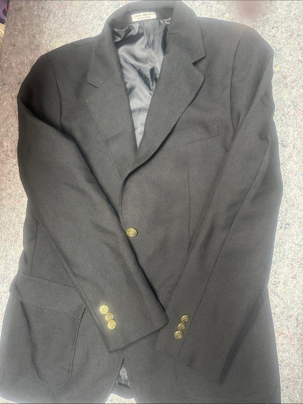 Men's Black Pea Coat with Gold Buttons -